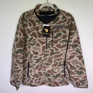 Burlebo Jacket Mens Small Camo Sherpa Quarter Zip Anorak Fleece Outdoors Hunt S